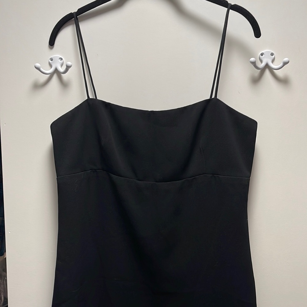 INC black dress with lace trim at bottom.